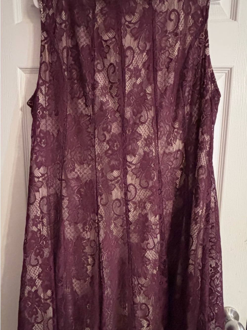 Sleeveless Lace Dress in Deep Plum